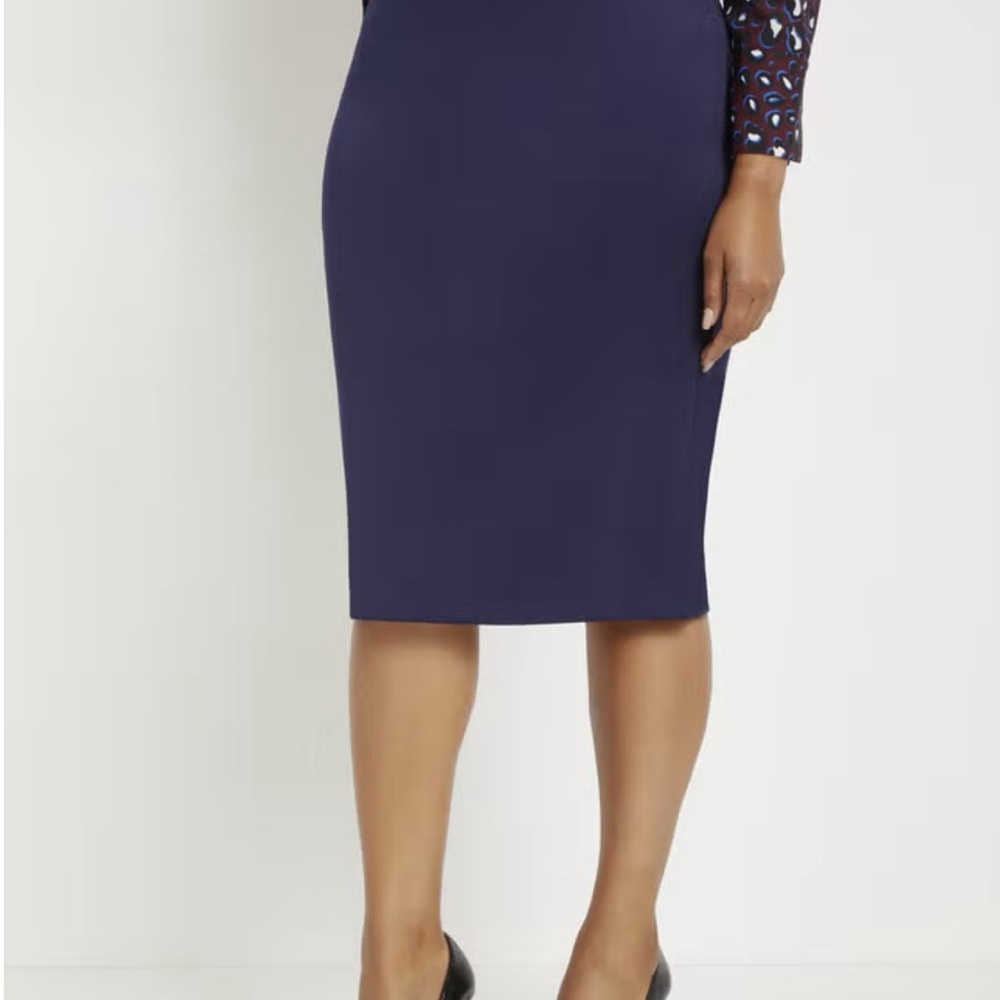 Eloquii Blue Midi Pencil Skirt for Work
